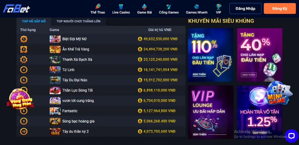 Slot game và jackpot trên ứng dụng 188bey trang chủ